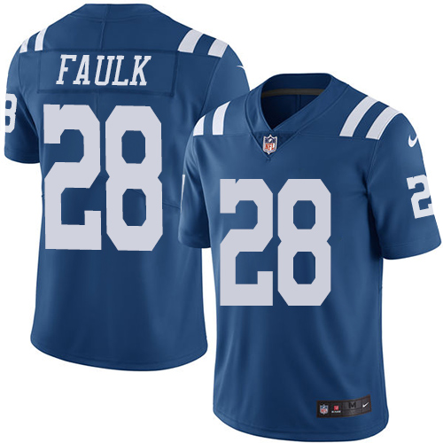 Indianapolis Colts #28 Limited Marshall Faulk Royal Blue Nike NFL Men Rush Vapor Untouchable Jersey->indianapolis colts->NFL Jersey